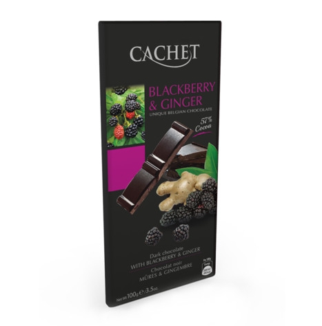 Cachet Premium Belgian Chocolate Bar - Dark Blackberry And Ginger