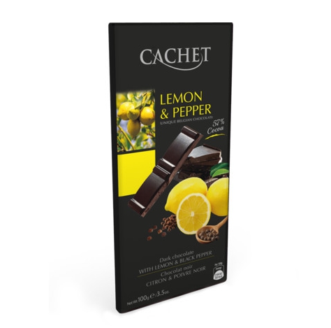 Premium Belgian Chocolate Bar - DARK CHOCOLATE LEMON AND PEPPER