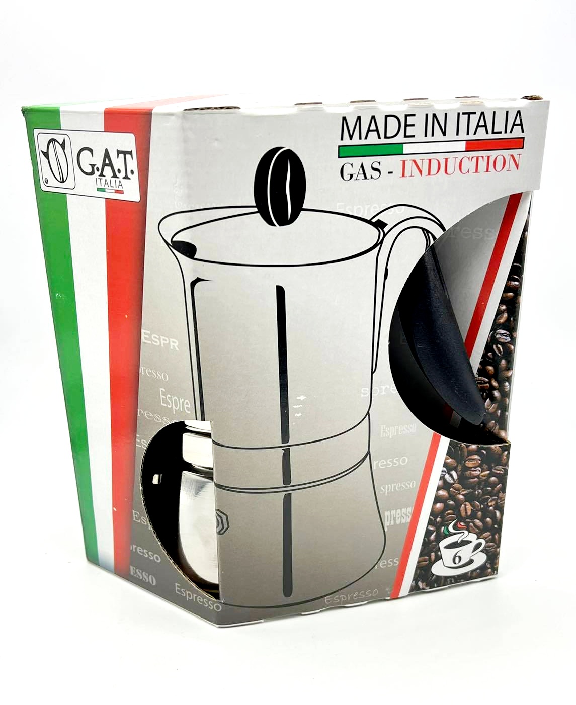 Gat Stainless Steel Induction Stovetop Moka Espresso Coffee Maker (6 Cup)